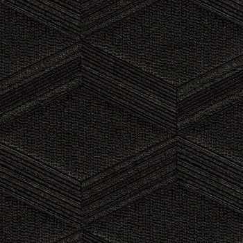 A dramatic black embossed wallcovering in a geometric diamond design.