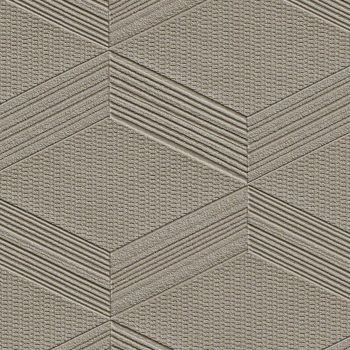 A grey, taupe coloured embossed wallcovering in a diamond design