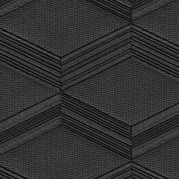 Dark grey slate wallcovering in a cubic geometric design