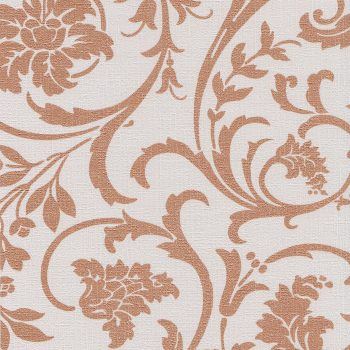 copper damask fabric backed vinyl commercial wallcovering