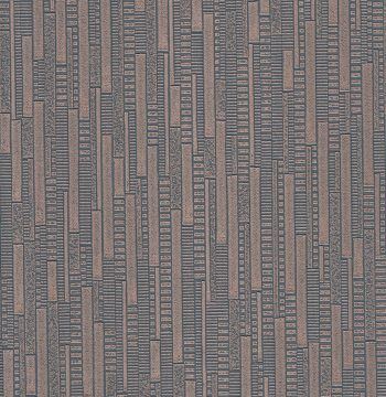metallic wallcovering with deeply textured vertical stacked blocks which catch the light from every angle.