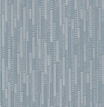 silver metallic wallcovering with deeply textured vertical stacked blocks which catch the light from every angle.