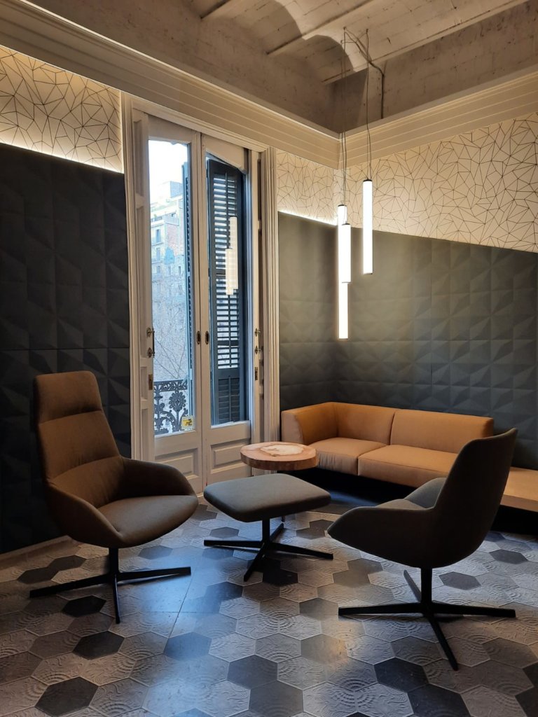 newmor custom lines wallcovering in barcelona, interior design for contract projects