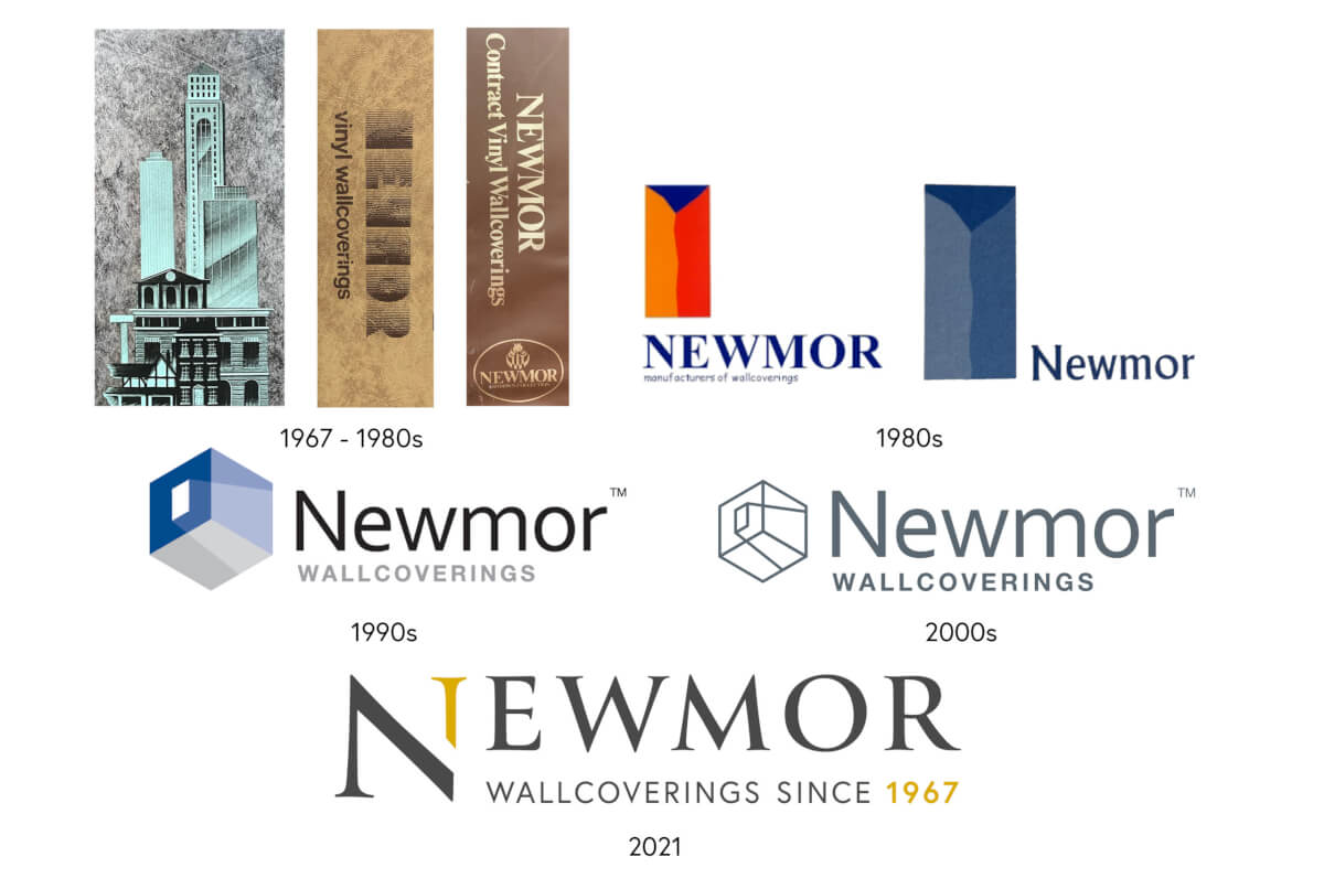 newmor logo through the years